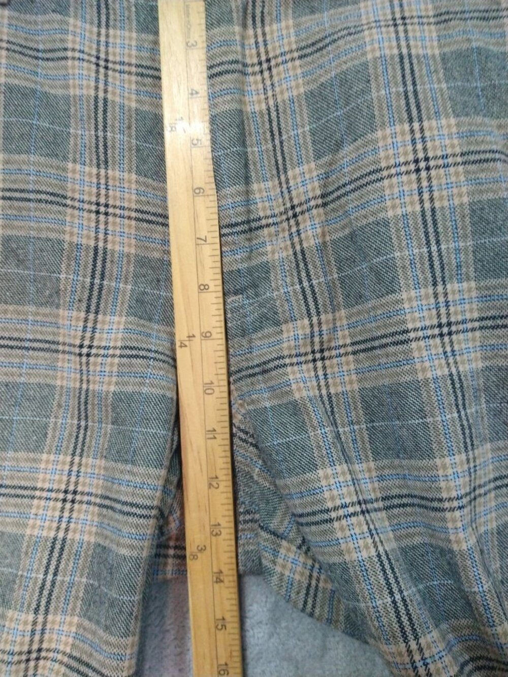 American Eagle Pants Womens 12 Short Beige Plaid Super High Rise Baggy Wide Leg - Picture 4 of 10